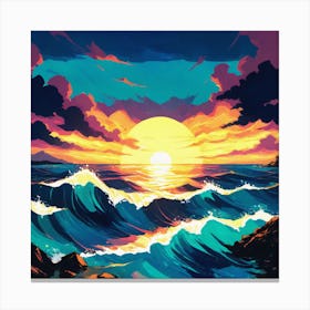 Sunset Painting, Ocean Painting, Ocean Painting, Ocean Painting, Painting Canvas Print
