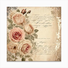 Bouquet Of Vintage Roses Illustration For Romantic Invitation Cards And Love Letters Detailed Sepi (4) Canvas Print