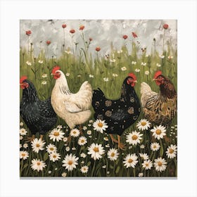 Chickens Fairycore Painting 4 Canvas Print