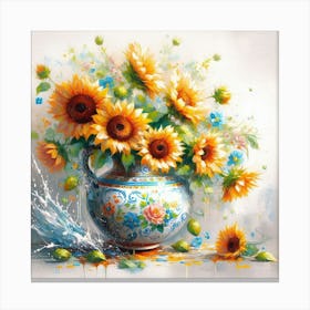 Sunflowers In A Vase 5 Canvas Print