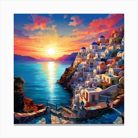 Oia Village At Sunset Canvas Print