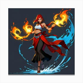 Girl With Flames Canvas Print