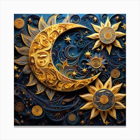 Moon And Stars 6 Canvas Print