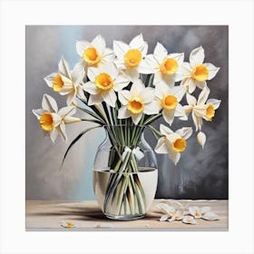 Daffodils In A Vase 9 Canvas Print