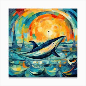 Dolphin At Sunset Canvas Print