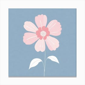 A White And Pink Flower In Minimalist Style Square Composition 477 Canvas Print