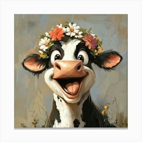 Cow With Flower Crown 3 Leinwandbilder