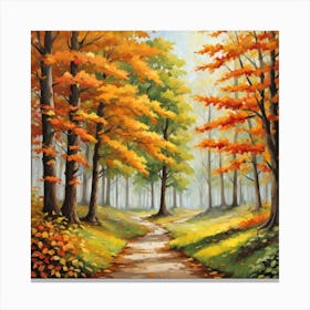 Forest In Autumn In Minimalist Style Square Composition 130 Canvas Print