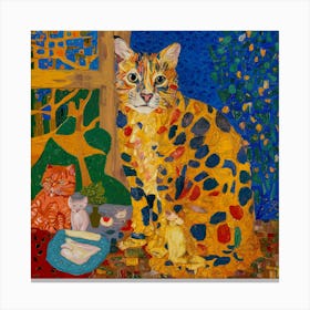 Gustav Klimt Style Cats Collection 3 Canvas Print