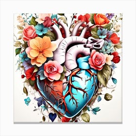 Heart With Flowers Canvas Print