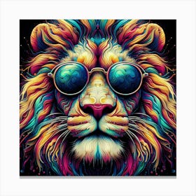 Lion With Sunglasses / Abstract / Trippy Canvas Print