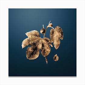 Gold Botanical Briansole Figs on Dusk Blue n.0473 Canvas Print