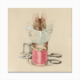 Mouse Reading A Book Canvas Print