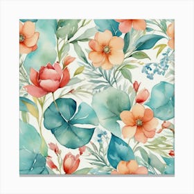 Watercolor Floral Pattern 10 Canvas Print