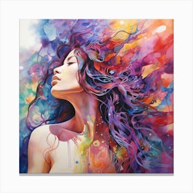 Woman With Colorful Hair 13 Canvas Print