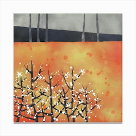 Blackthorn Blossom Abstract Orange Landscape Canvas Print