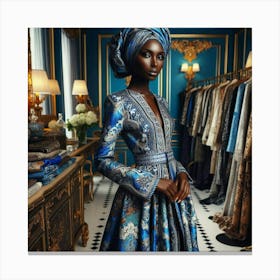 Afrofuturism Blue Dress-2 Canvas Print