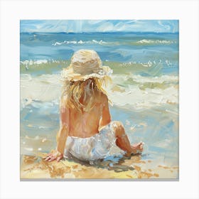 Little Girl On The Beach 3 Canvas Print