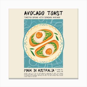 Avocado Toast Blue Square Canvas Print