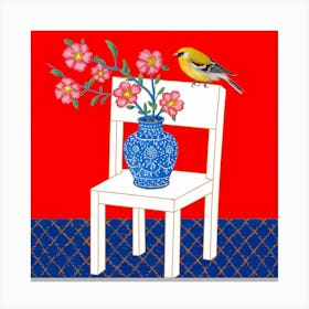 Chinoiserie Yellow Bird And Chair 1 Canvas Print