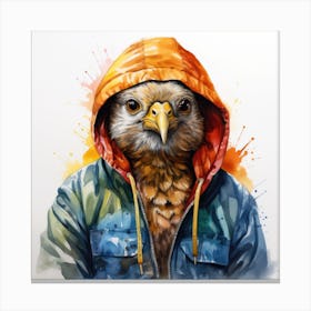 Watercolour Cartoon Partridge In A Hoodie 3 Canvas Print