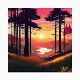 Sunset In The Forest 42 Canvas Print