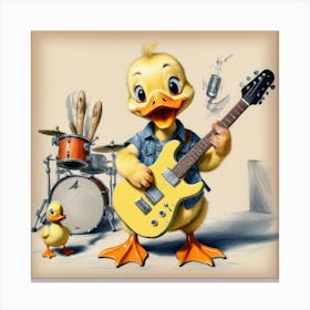 Ducky And Guitar 1 Canvas Print