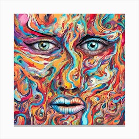 Psychedelic Picasso Face Canvas Print