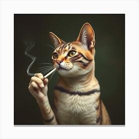 Bengal Cat Smoking A Cigarette Canvas Print