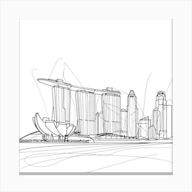 Singapore Cityscape, minimalist, line art, black and white. Canvas Print