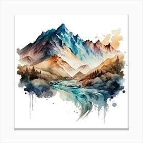 Watercolor Mountains Canvas Print