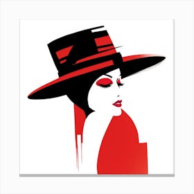 Woman In Red Hat 1 Canvas Print