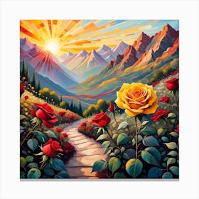 Sunrise Over Roses Canvas Print