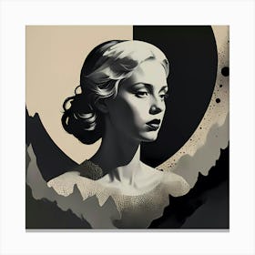 Timeless Grace: Portrait Of A Woman In Black And White Canvas Print