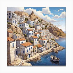 Village By The Sea Canvas Print