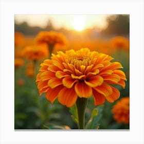 Bright Watercolor Marigolds Glowing In The Afternoon Sun Canvas Print