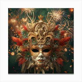 Carnival Mask With Fireworks Canvas Print