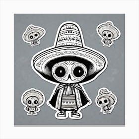 Mexican Sombrero And Pancho Sticker 2d Cute Fantasy Dreamy Vector Illustration 2d Flat Center (70) Canvas Print