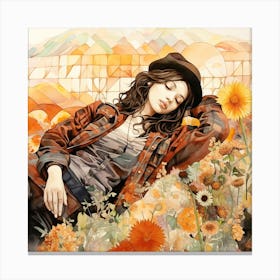 Girl In A Field Canvas Print