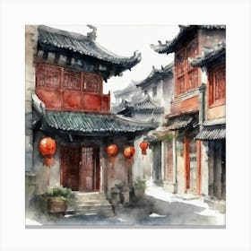 Chinatown Watercolor Canvas Print