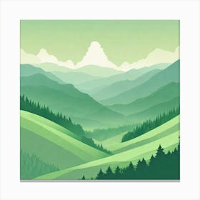 Misty mountains background in green tone 145 Canvas Print