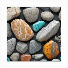 Pebbles On A Black Background 1 Canvas Print