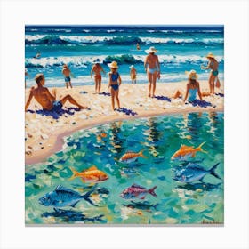 Create Sea And Fish And People Canvas Print