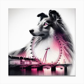 Collie silhouette 6 Canvas Print