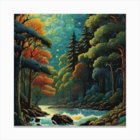 Starry Night In The Forest Canvas Print