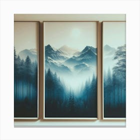 Three Paintings Of Mountains 1 Canvas Print