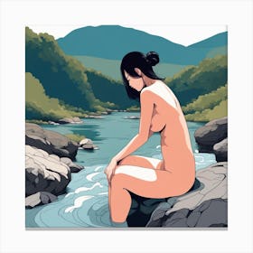 Nude Girl In Water Canvas Print