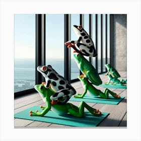 Frogs In Yoga Pose 2 Canvas Print