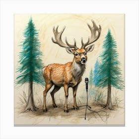 Deer With Microphone 17 Canvas Print