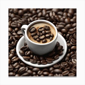 Coffee Cup On Coffee Beans 11 Canvas Print